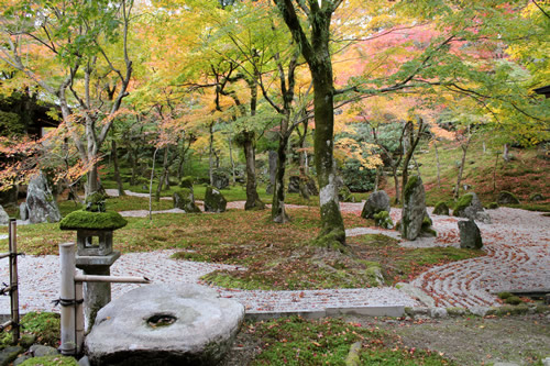 Zen garden in autumn